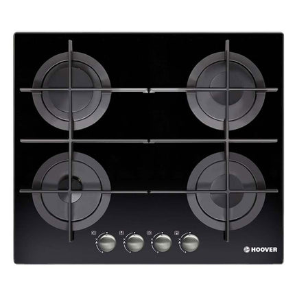 بوتاجاز مسطح بلت إن هوفر 4 شعلة غاز 60 × 60 سم HGV64STCGB - أسود زجاجي