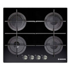 بوتاجاز مسطح بلت إن هوفر 4 شعلة غاز 60 × 60 سم HGV64STCGB - أسود زجاجي