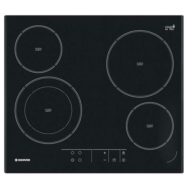 بوتاجاز مسطح بلت إن هوفر 4 عين كهرباء سيراميك 60 × 60 سم HH64DB3T  - أسود