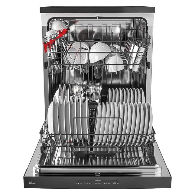 غسالة اطباق هوفر LED لوحة تحكم 13 فرد 5 برامج 60 سم HDPN1L360PA-EGY - فضي