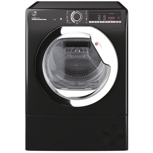 مجفف ملابس هوفر تحميل أمامي يعمل بالمكثف 8 كيلو HLEC8TCEB-ELA - أسود