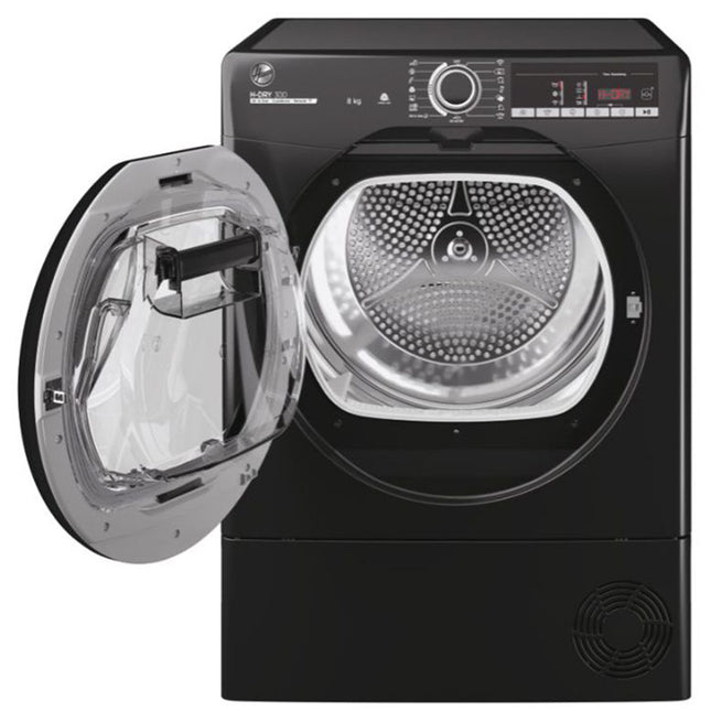 مجفف ملابس هوفر تحميل أمامي يعمل بالمكثف 8 كيلو HLEC8TCEB-ELA - أسود