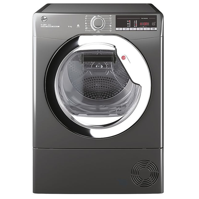 مجفف ملابس هوفر تحميل أمامي يعمل بالمكثف 8 كيلو HLEC8TCER-ELA - فضي