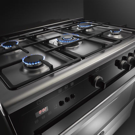 بوتاجاز لاجيرمانيا 5 شعلة غاز 90 × 60 سم 9M10G4A1X4AWW - ستانلس × اسود