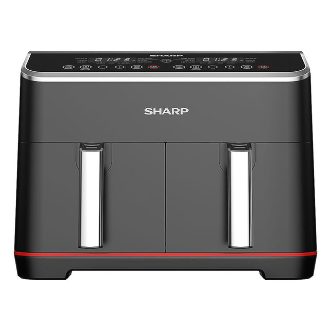 قلاية هوائية شارب طهي مزدوج شاشة لمس إلكترونية 8 لتر 1800 وات KF-DF80RT-EK2 - ستانلس