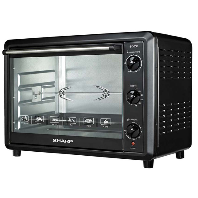 فرن كهربائي شارب بشواية و مروحة 60 لتر 2000 وات EO-60K-2 - اسود