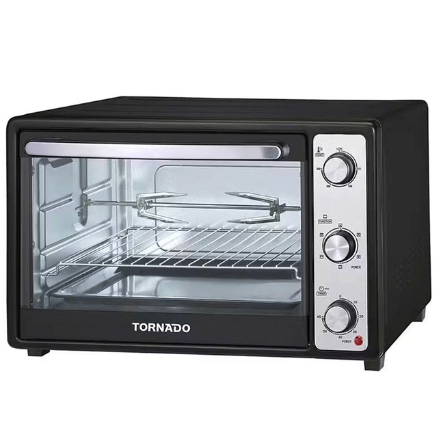 فرن كهربائي تورنيدو بشواية و مروحة 46 لتر 1800 وات TEO-46NE(K) - اسود