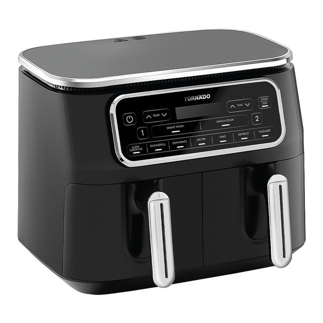 قلاية هوائية تورنيدو طهي مزدوج ديجيتال 8 لتر 2500 وات THF-2508DU-BS - أسود × فضي