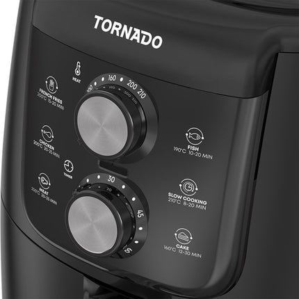 قلاية هوائية تورنيدو تحكم يدوي 4 لتر 1550 وات THF-1554M-XL-BS - أسود × فضي