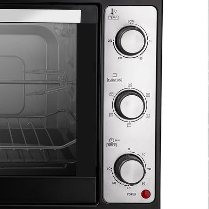 فرن كهربائي تورنيدو بشواية و مروحة 48 لتر 1800 وات TEO-48DGE(K) - اسود