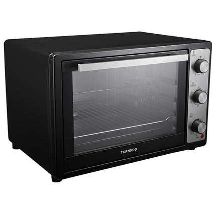 فرن كهربائي تورنيدو بشواية و مروحة 48 لتر 1800 وات TEO-48DGE(K) - اسود