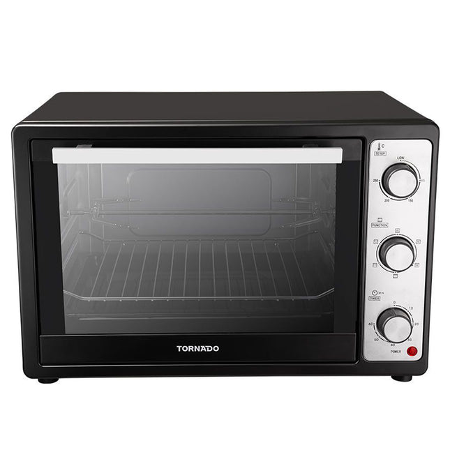 فرن كهربائي تورنيدو بشواية و مروحة 48 لتر 1800 وات TEO-48DGE(K) - اسود