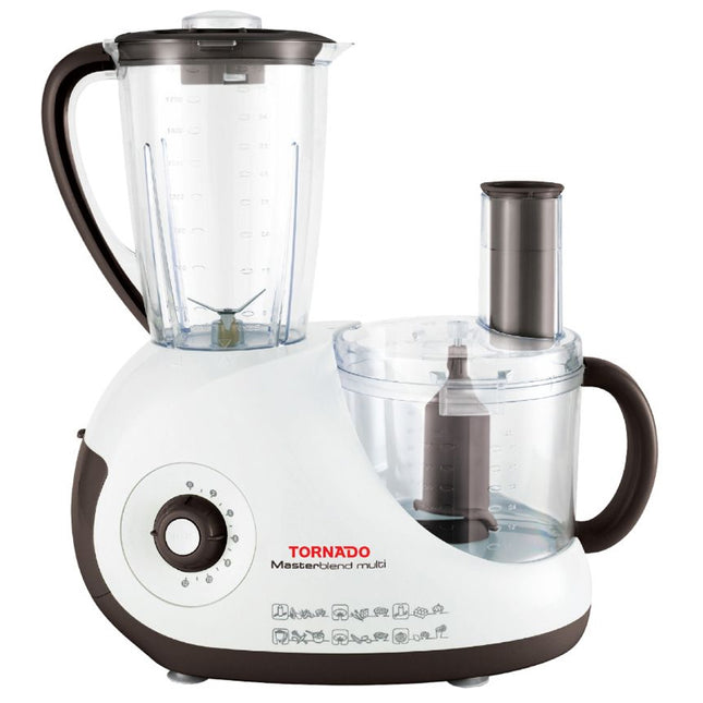 محضر طعام تورنيدو 750 وات وعاء 2 لتر دورق 1.5 لتر FP-9300GL - أبيض × بني