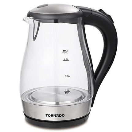غلاية مياه تورنيدو زجاج 1.7 لتر 1850-2200 وات TKG-2117 - شفاف