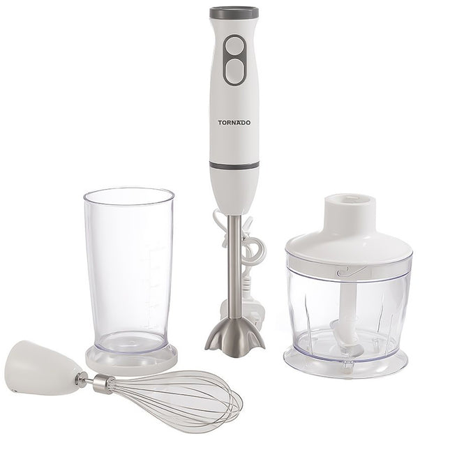 خلاط يدوي تورنيدو 500 وات مع كبة و مضرب بيض HB-500T - أبيض