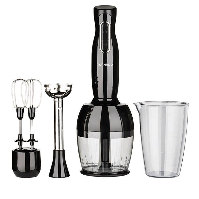 خلاط يدوي تورنيدو 1000 وات مع كبة و مضرب بيض THB-1000MC - أسود